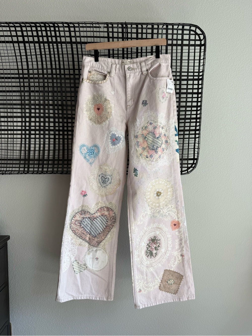 Free people Tinsley printed jeans illusions heirloom ivory